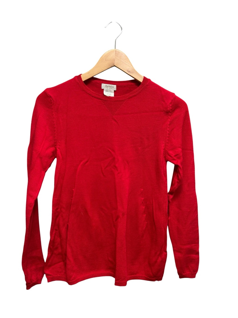 Bartonlini Italy Red 100% Merino Wool Long Sleeve Knit Sweater Top Size S
